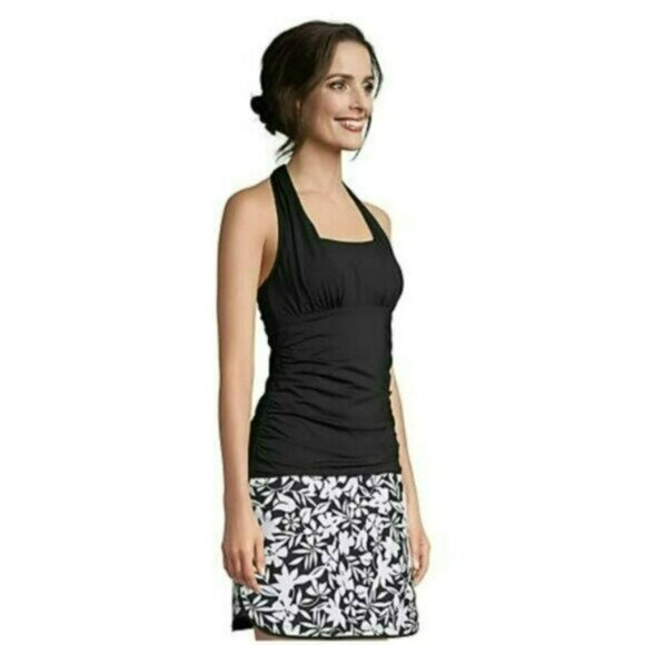 Lands end square neck halterneck tankini swimsuit top 8 petite - Picture 3 of 4